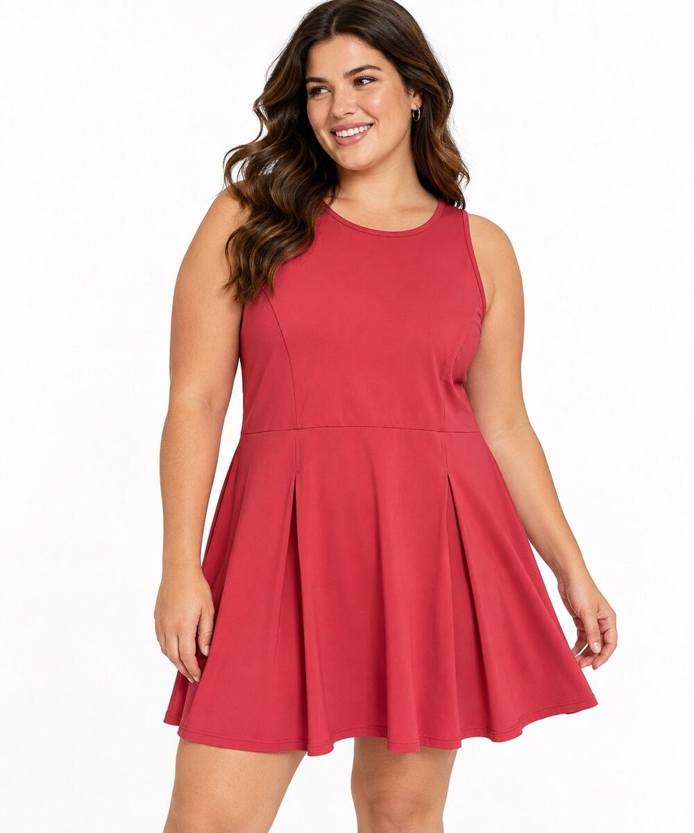 Xersion Red/Coral Sleeveless Fit & Flare Athletic Dress